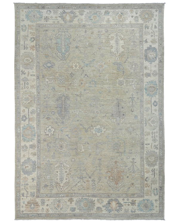 10x14 Gray Oushak Turkish Hand Knotted Soft Wool Area Rug